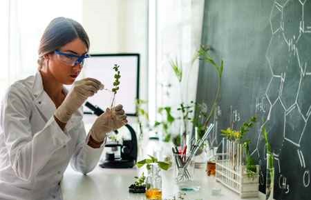 college student in chemistry laboratory
